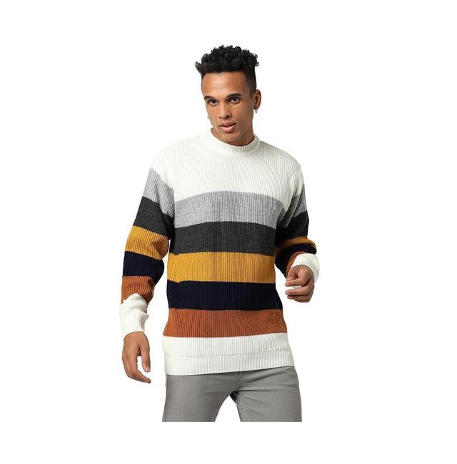 Campus Sutra Mens Multicolor Contrast Panel Pullover Sweater Product Image