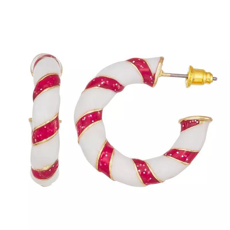 Celebrate Together Candy Cane C-Hoop Earrings, Womens, Multi Product Image