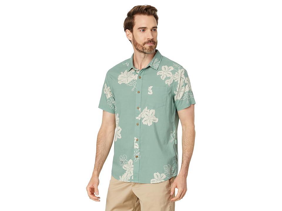 VISSLA Byebiscus Eco Short Sleeve Woven (Light Sage) Men's Clothing Product Image