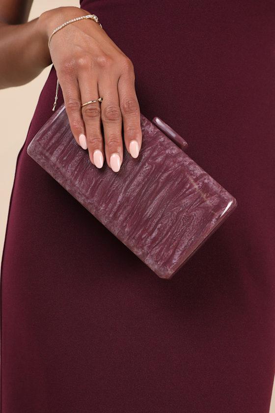 Upscale Sweetness Purple Marble Acrylic Box Clutch Product Image