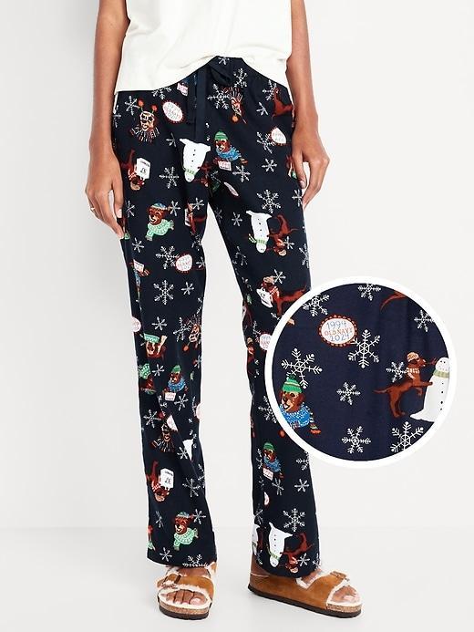 Mid-Rise Printed Flannel Pajama Pants Product Image