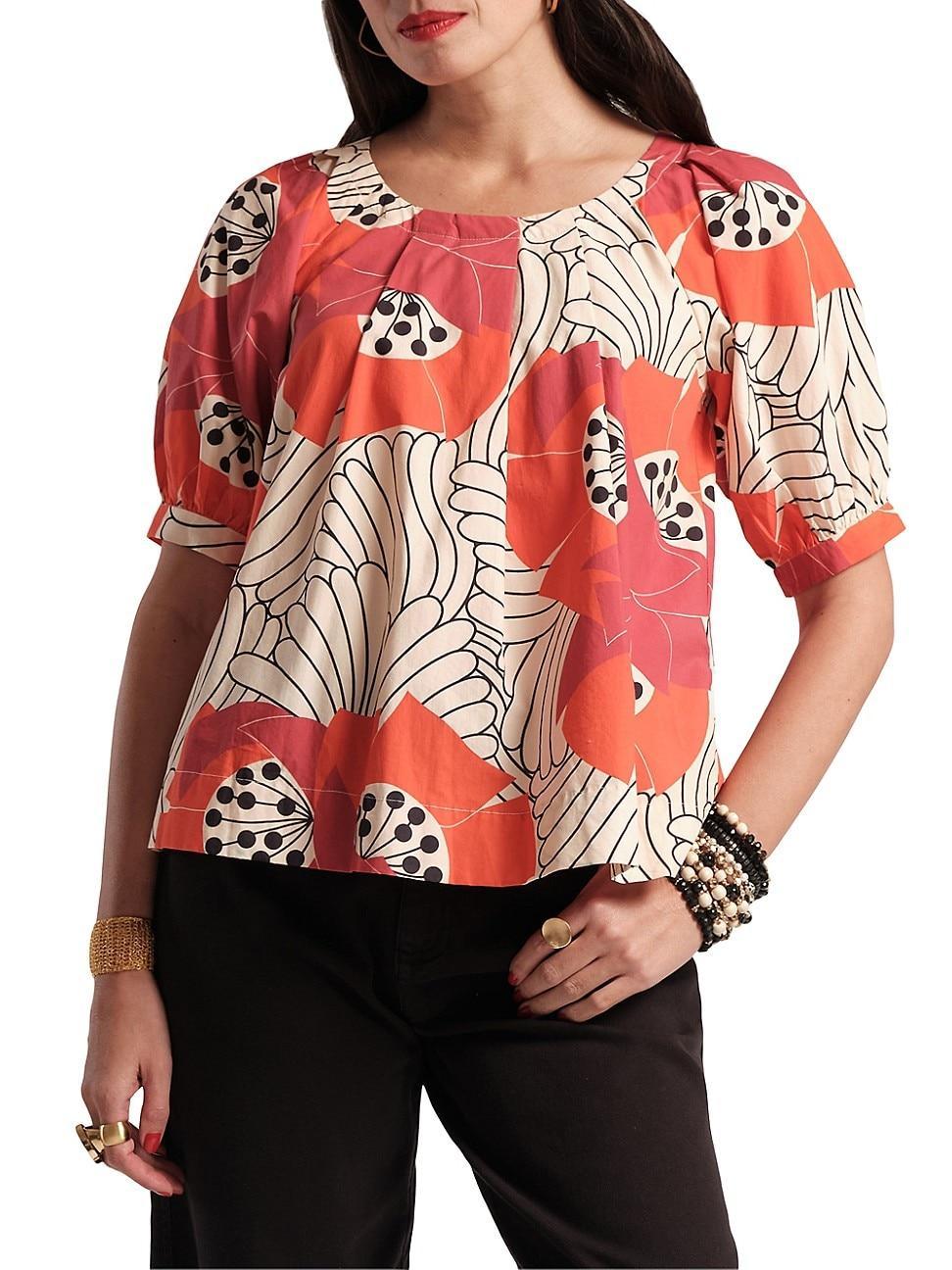 Womens Zonda Printed Cotton Poplin Top Product Image