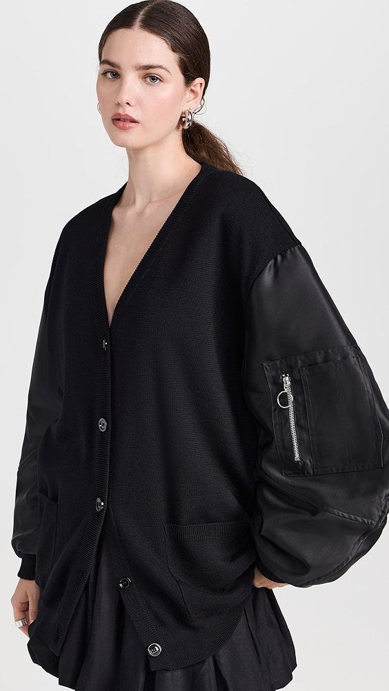 Marques Almeida Merino Cardigan with Satin Bomber Style Sleeves | Shopbop Product Image