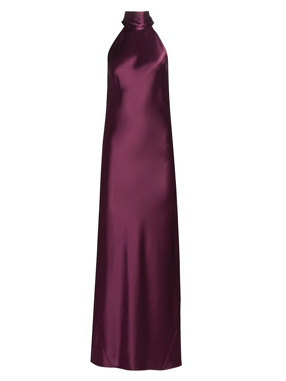 Womens Sienna Satin Halterneck Gown Product Image