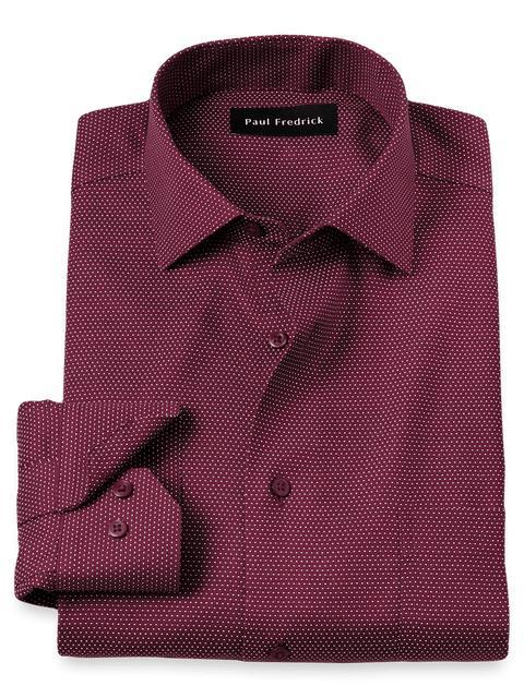 Non-Iron Cotton Dot Dress Shirt - Burgundy Product Image