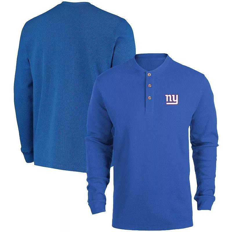 Mens Dunbrooke Royal New York Giants Logo Maverick Thermal Henley Long Sleeve T-Shirt Product Image