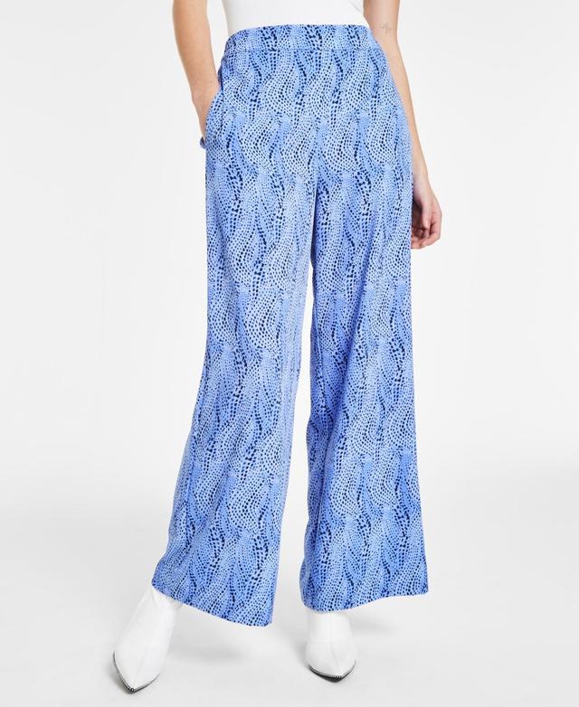 Bar Iii Womens Printed Pull-On Wide-Leg Pants, Created for Macys Product Image