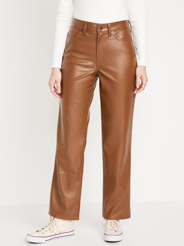 High-Waisted OG Loose Faux-Leather Pants Product Image