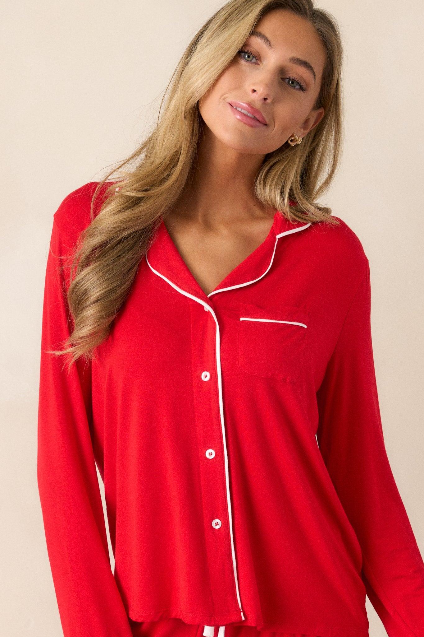 Canopy of Dreams Red Long Sleeve Pajama Top Product Image