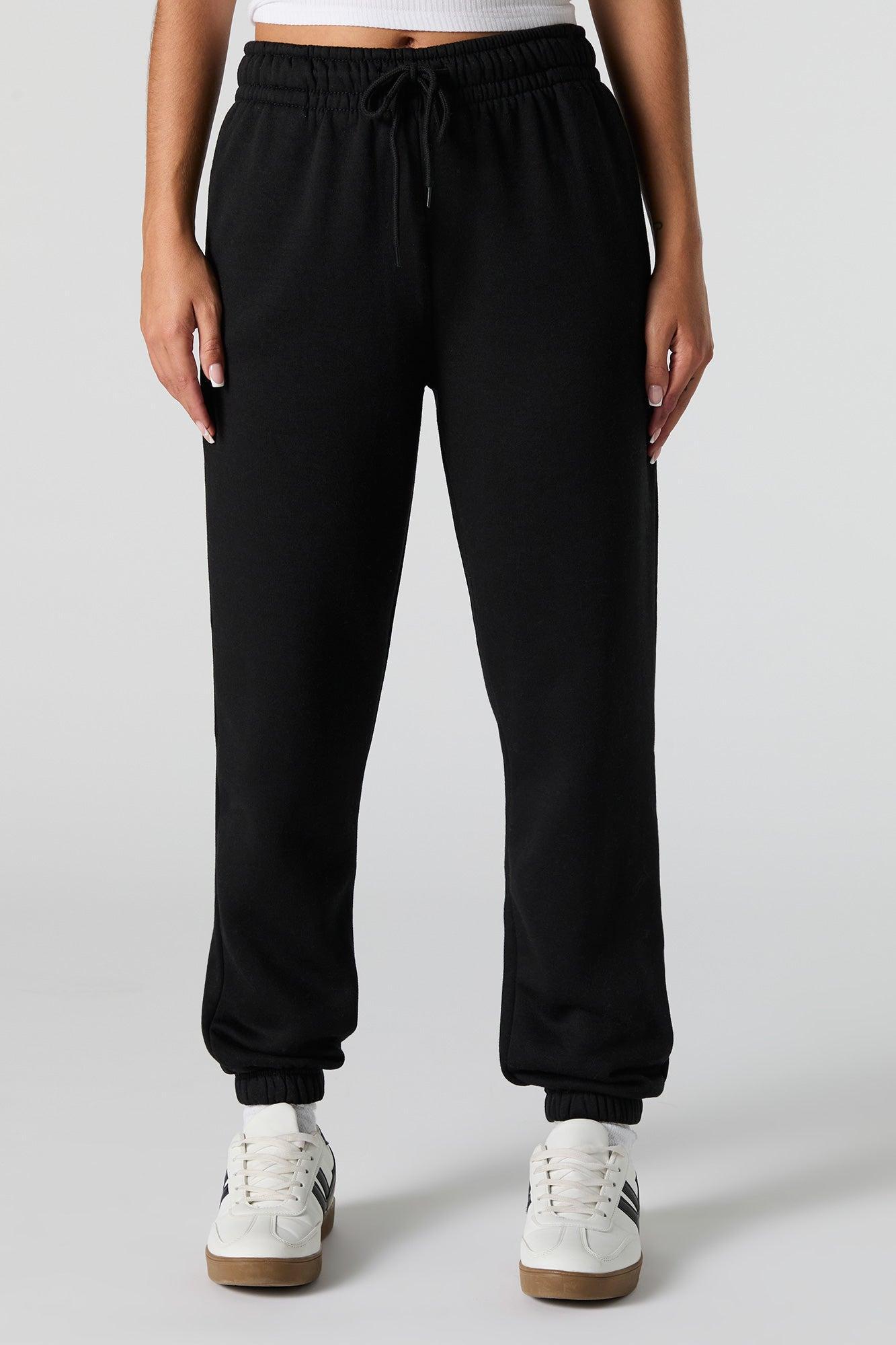 High Rise Solid Fleece Jogger Female Product Image