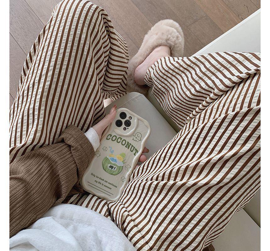 Striped High Waist Drawstring Drape Wide Leg Sweatpants Product Image