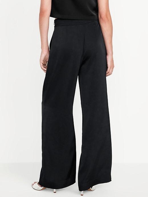 High-Waisted Satin Super Wide-Leg Pants Product Image