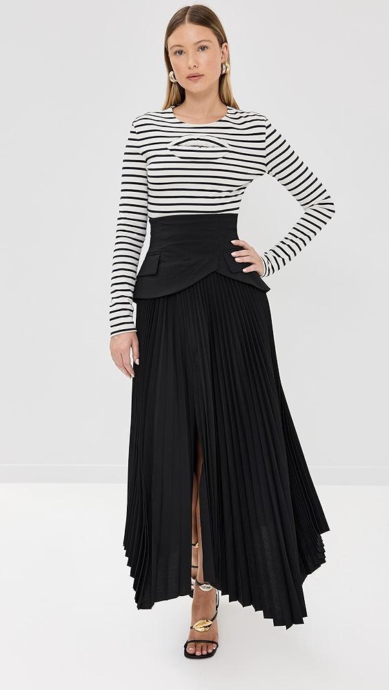 A.W.A.K.E. MODE Striped Fitted Top with Lip Applique | Shopbop Product Image