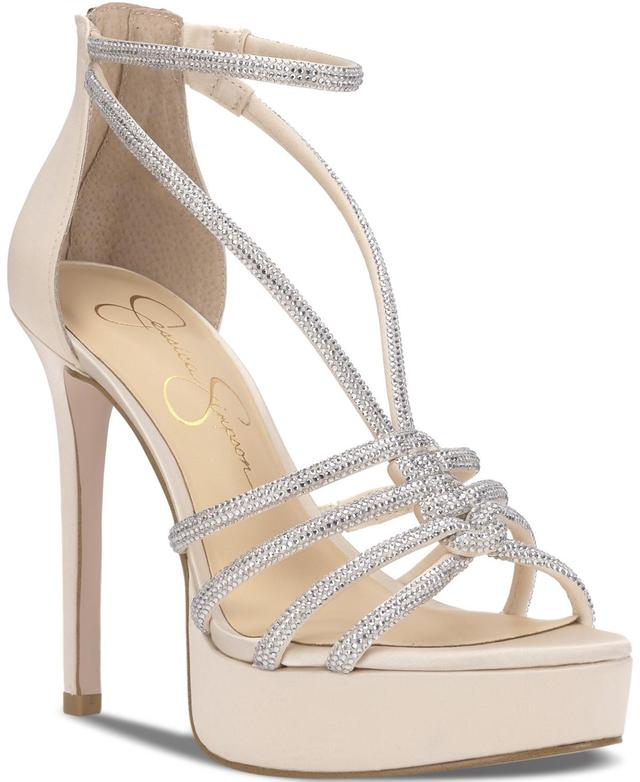 Jessica Simpson Suvrie Suede Rhinestone Strappy Platform Dress Sandals Product Image