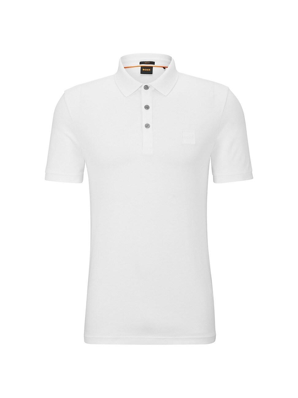 Mens Stretch-Cotton Slim-Fit Polo Shirt With Logo Patch Product Image