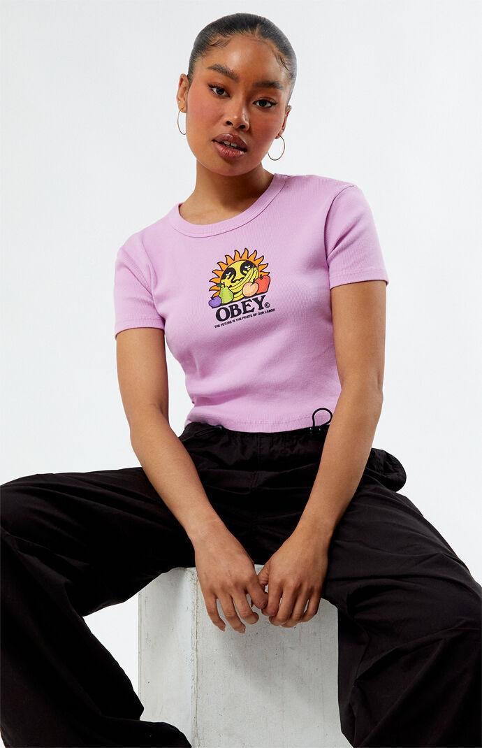 Obey Women's The Future Is In The Fruit Cropped T-Shirt Product Image