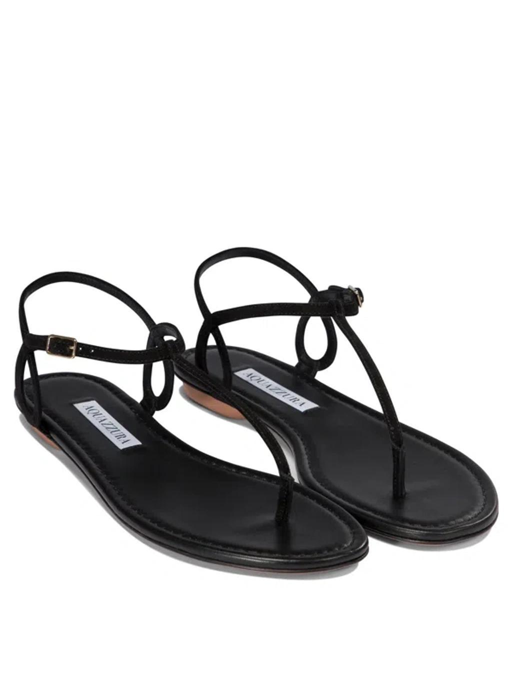 Almost Bare Snake-embossed Leather Sandal In Black Product Image