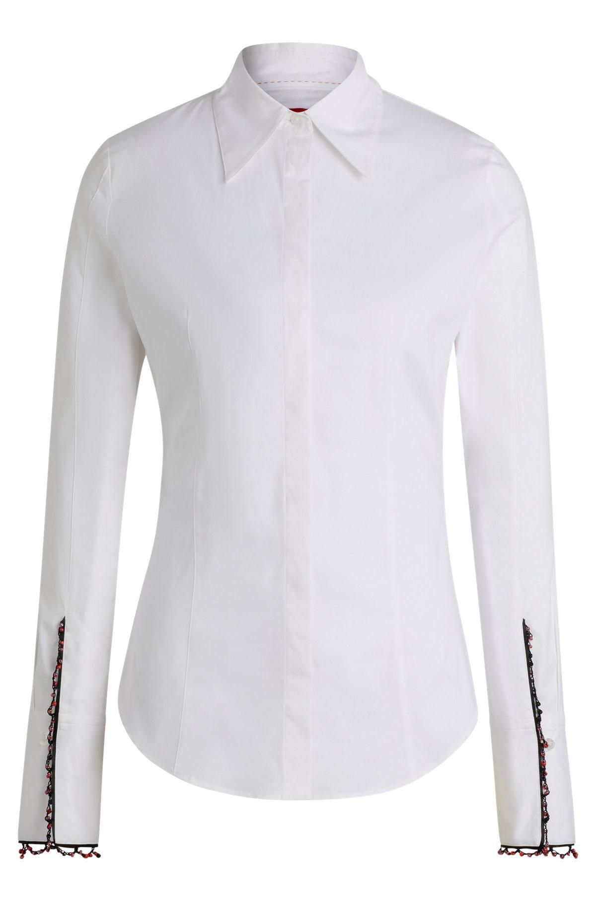 HUGO x Les Benjamins slim-fit blouse with beaded trims Product Image