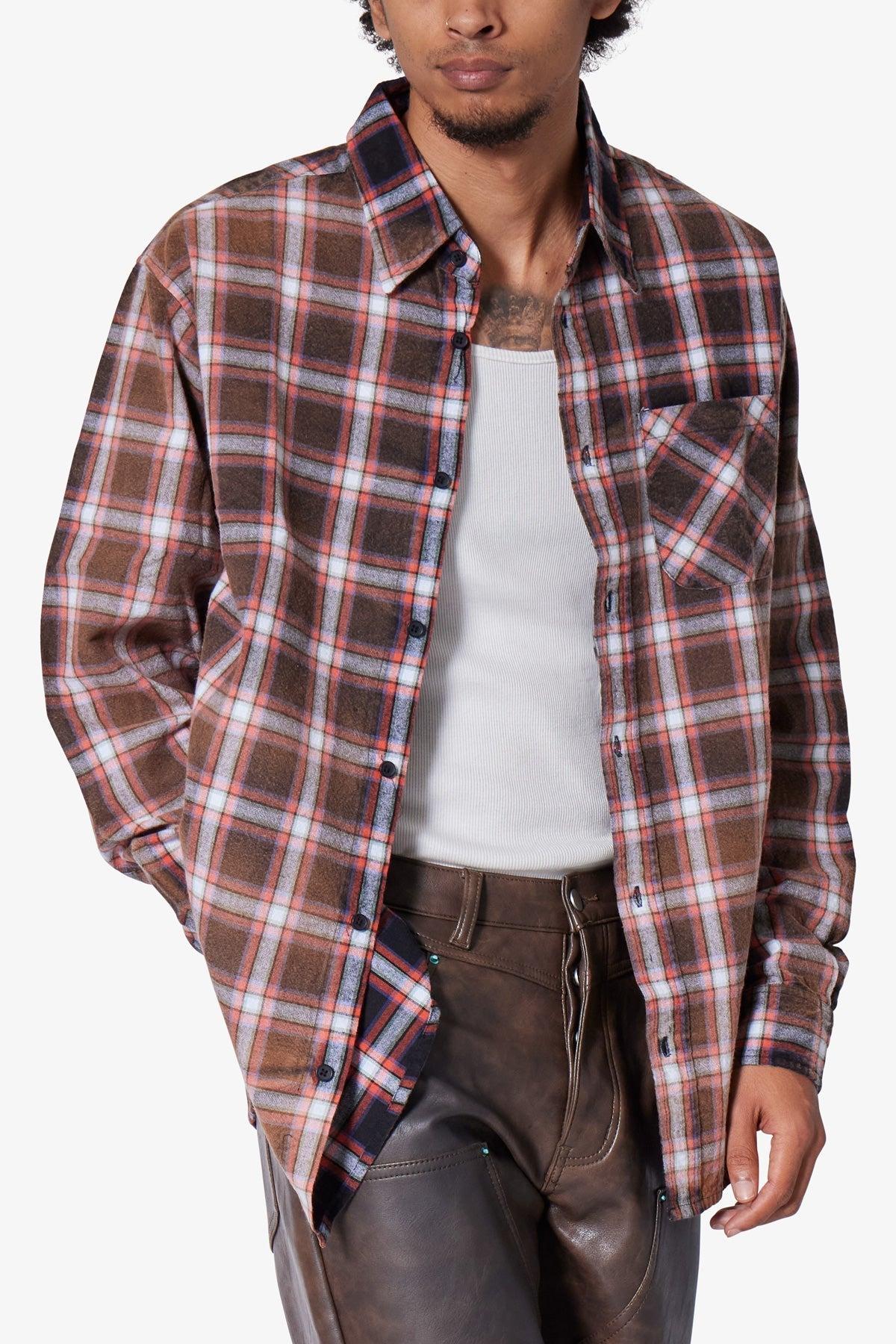 Plaid Orange Flannel Shirt - Orange Product Image