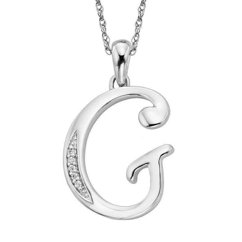 Sterling Silver Diamond Accent Initial Pendant, Womens Product Image