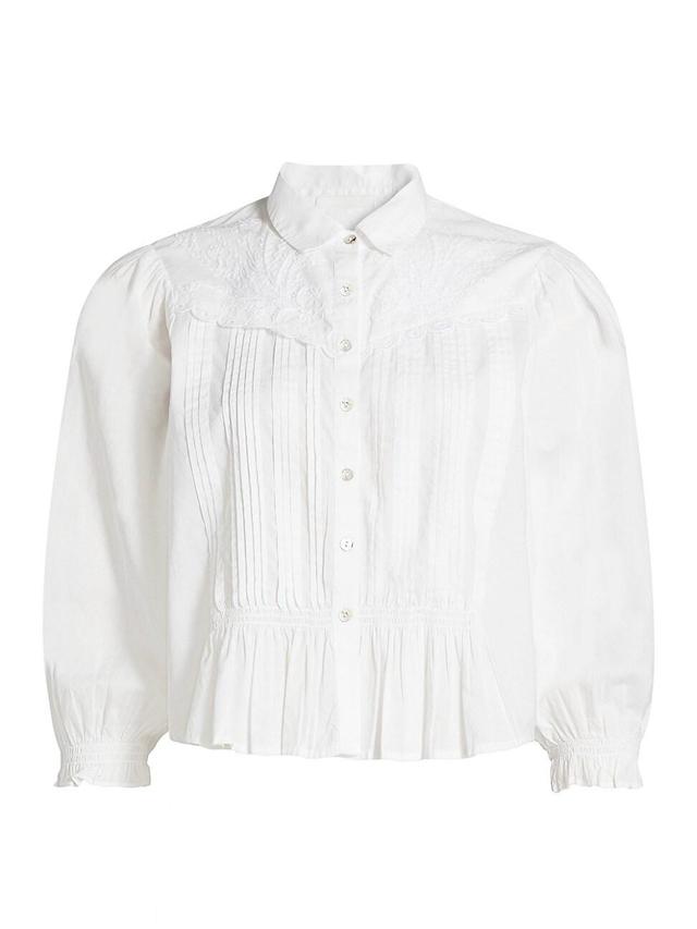 Womens The Tucks And Gathers Cotton Blouse Product Image