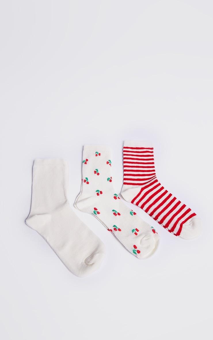 Red Gingham Cherry 3 Pack Socks Product Image