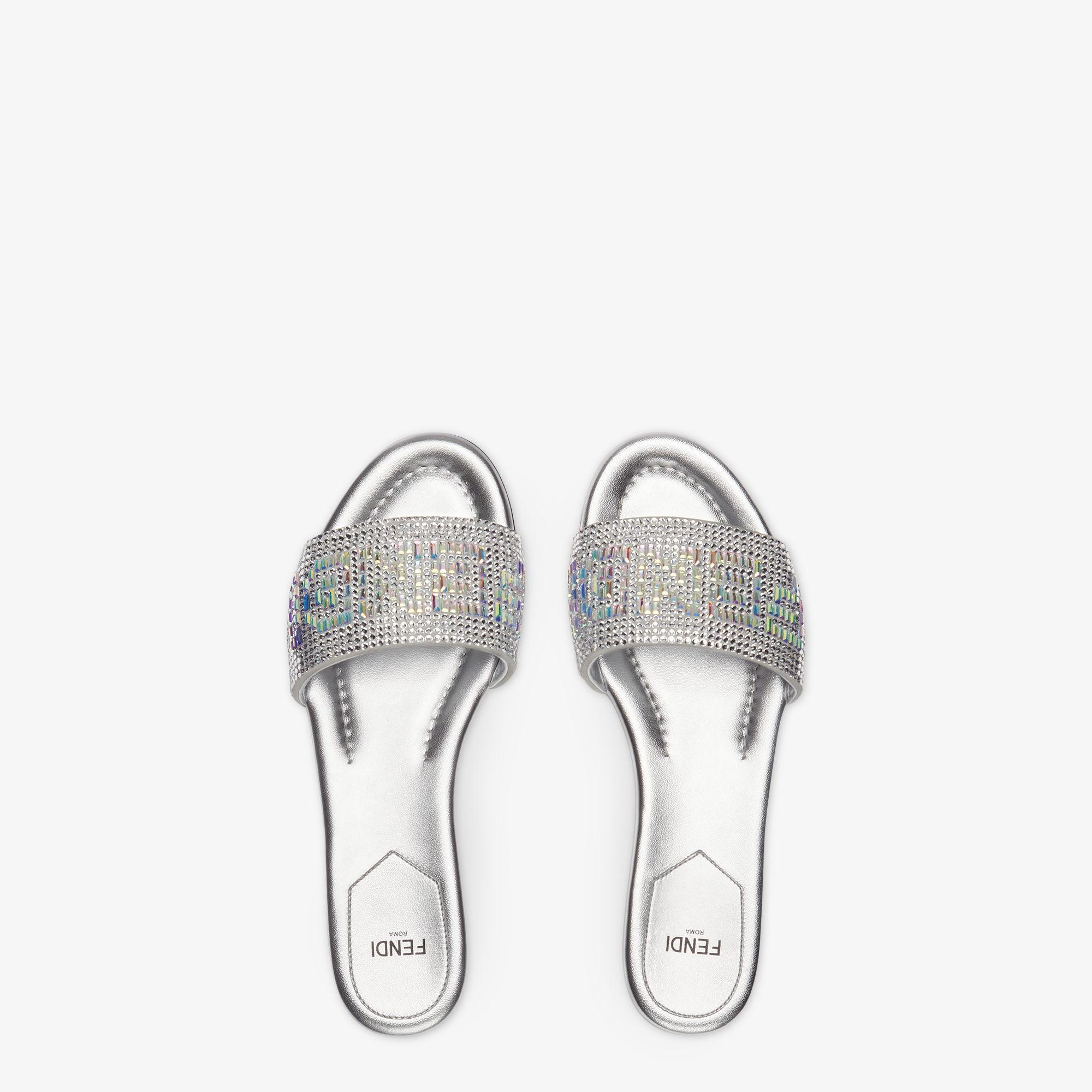 SignatureSilver-colored leather slides Product Image