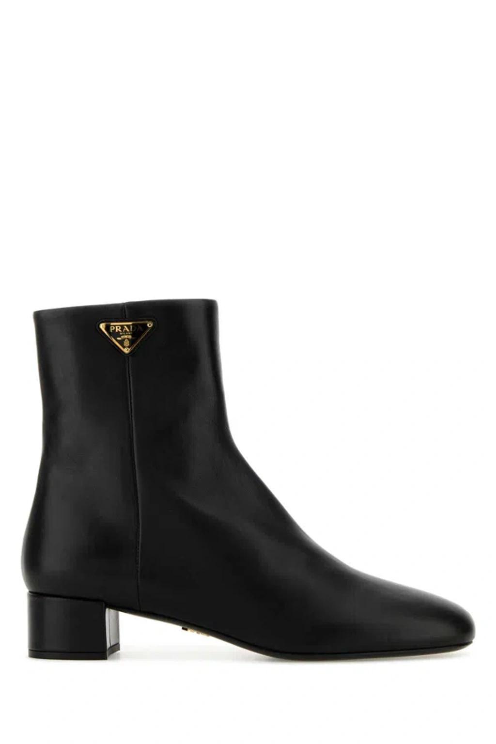 Black Leather Ankle Boots Product Image