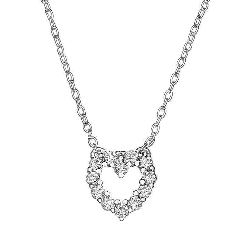 PRIMROSE Cubic Zirconia Open Heart Necklace, Womens Silver Tone Product Image