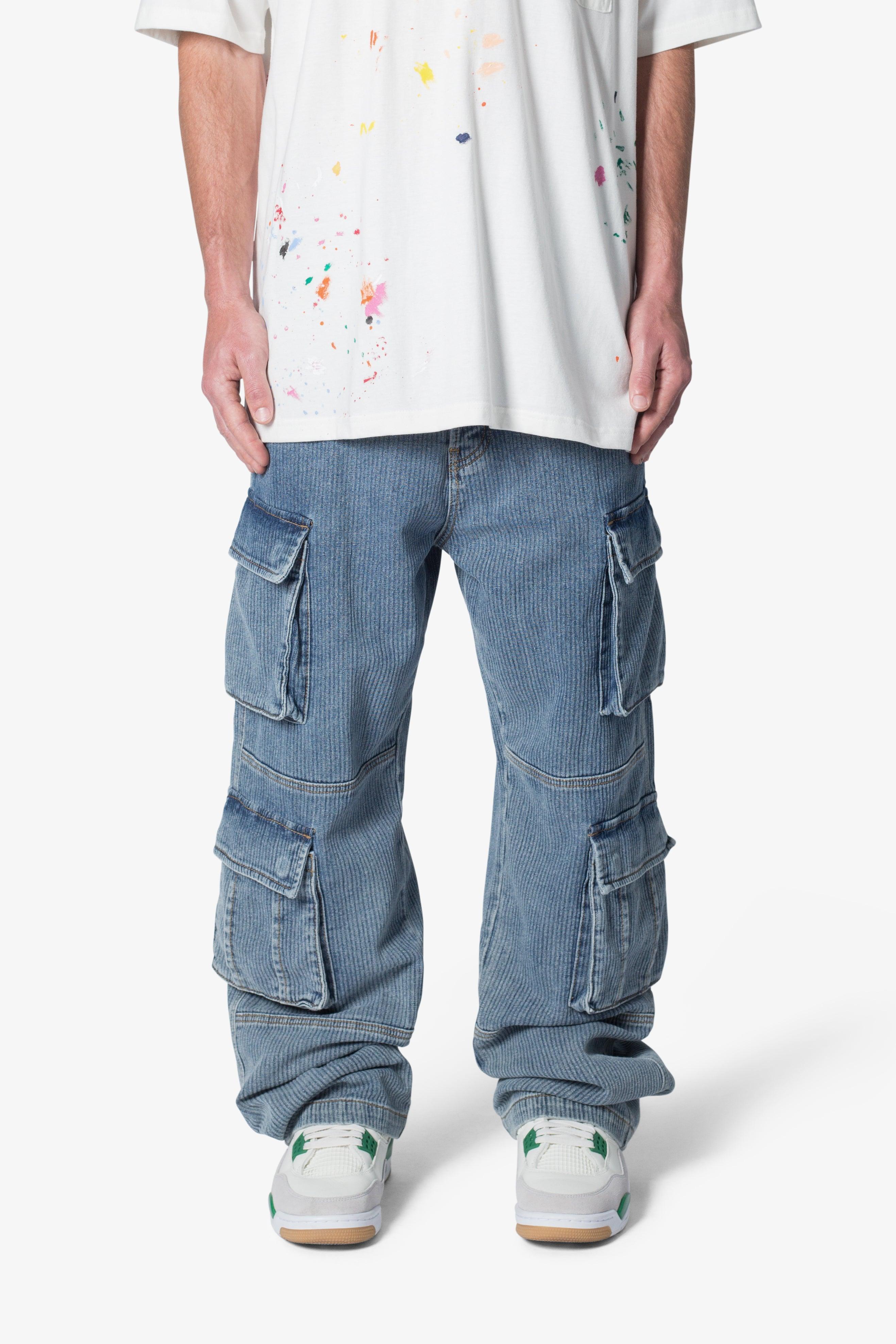 Ultra Baggy Stacked Cargo Pants - Vintage Blue Product Image