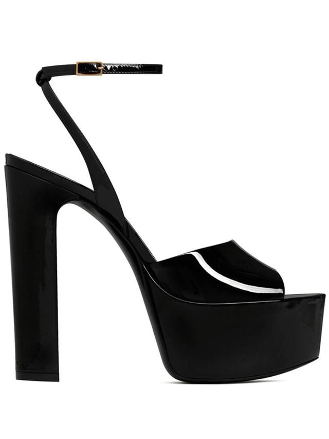 95mm Jodie Leather Platform Sandals In Black Product Image