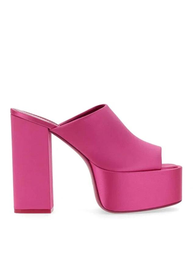 PARIS TEXAS 130mm Sasha Satin Mules In Fuchsia Product Image