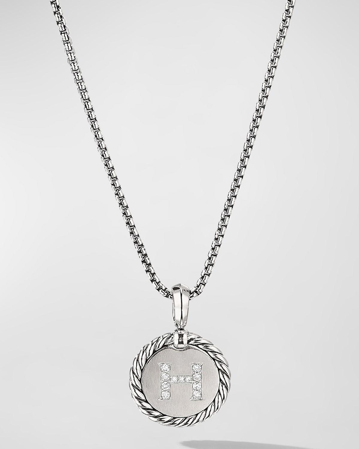 Womens M Initial Charm Necklace in Sterling Silver Product Image