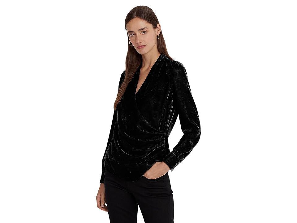 Lauren Ralph Lauren Pleated Velvet Surplice Blouse Velvet) Women's Clothing product image