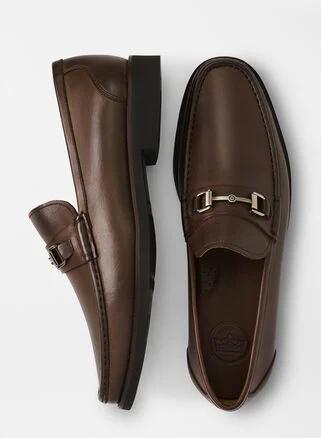 Peter Millar Mens Leather Bit Loafer | Color: Brown | Size: 14 Product Image