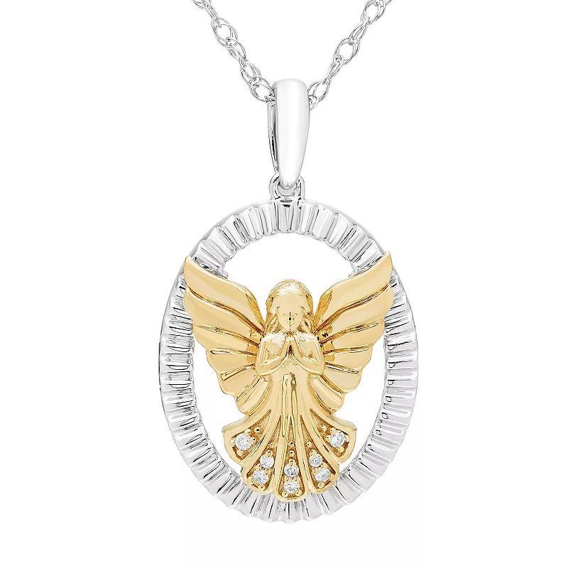 Boston Bay Diamonds Two-Tone 14k Gold Over Silver Diamond Accent Angel Pendant Necklace, Womens Two Tone Product Image