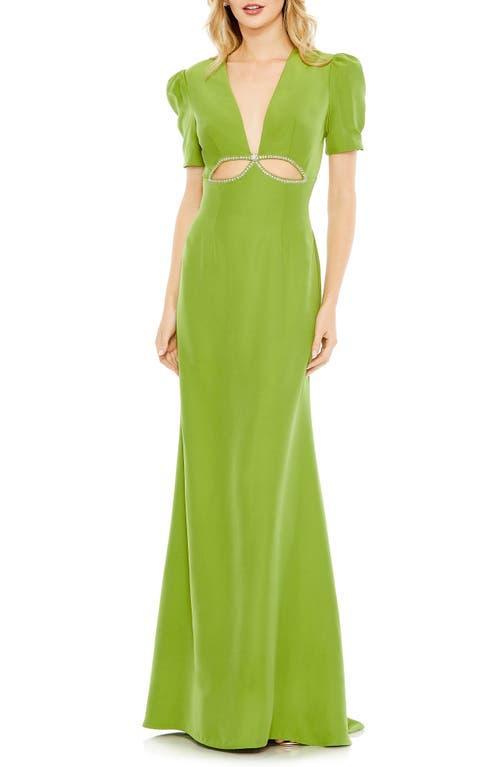 Womens Ieena Plunge Neck Puff Sleeve Cut Out Gown Product Image