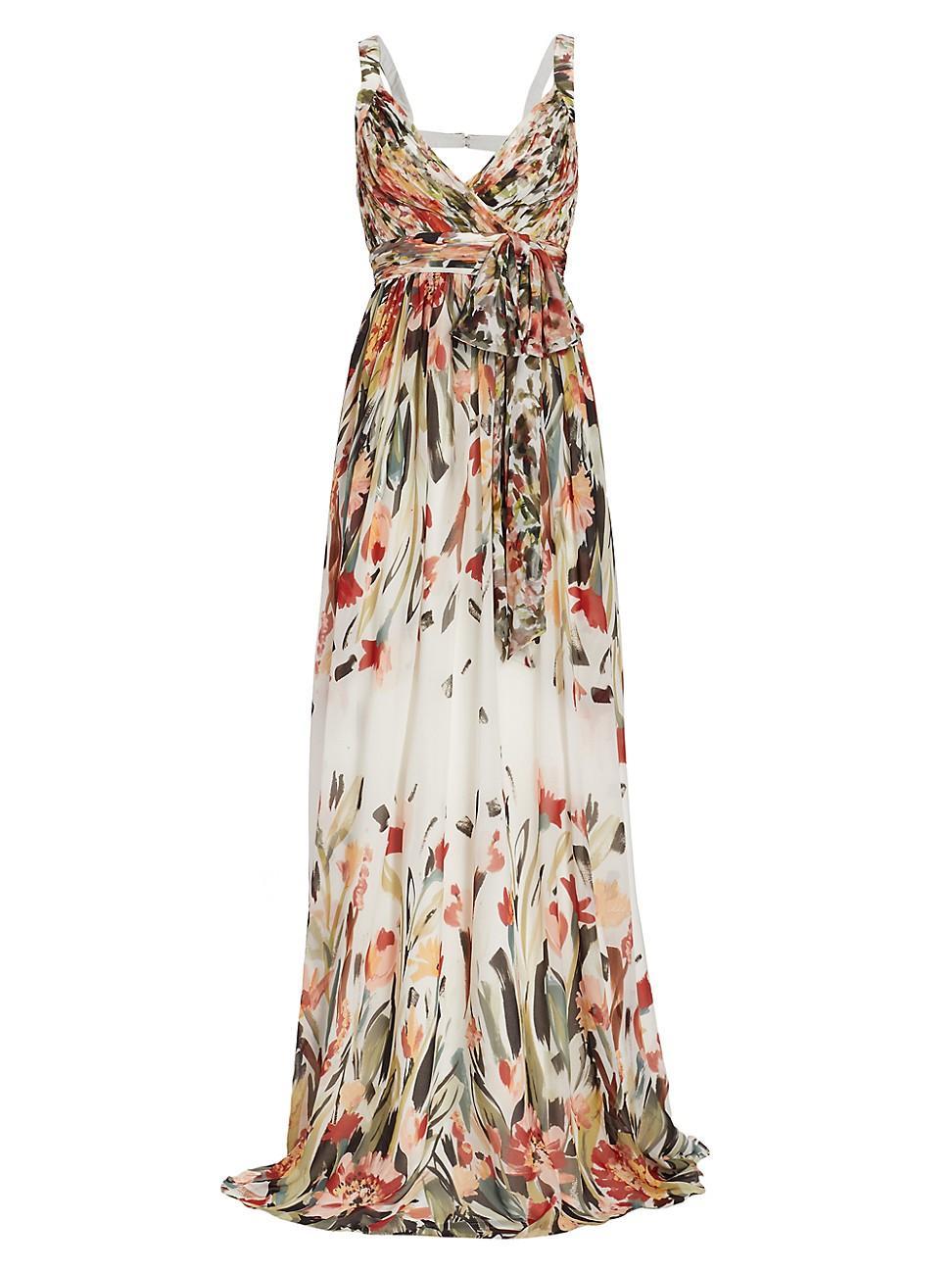 Womens Draped Floral Gown Product Image