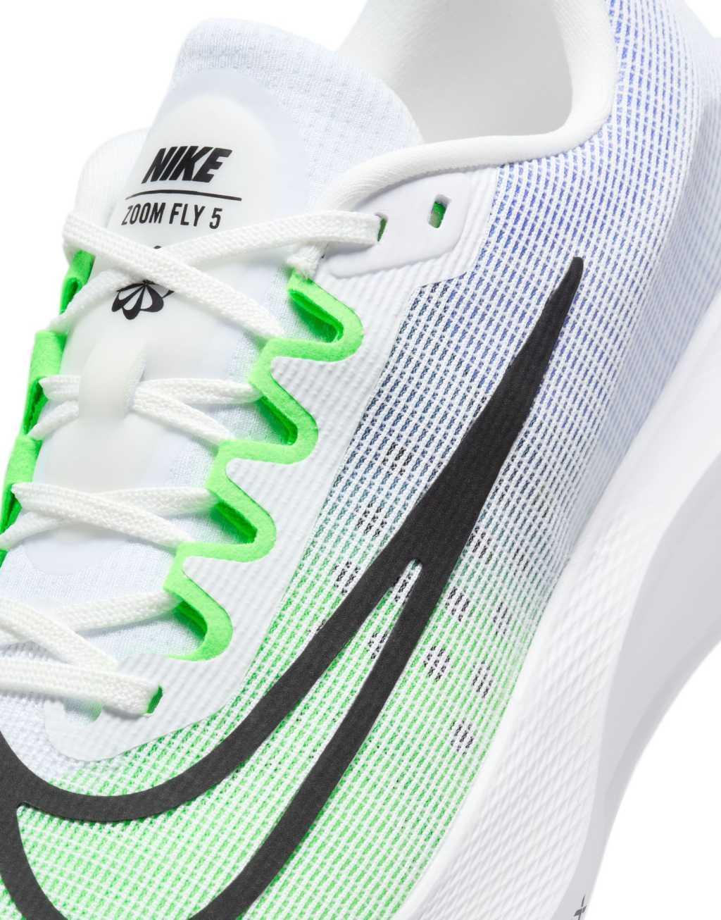 Nike Running Zoom Fly 5 sneakers in green and blue Product Image