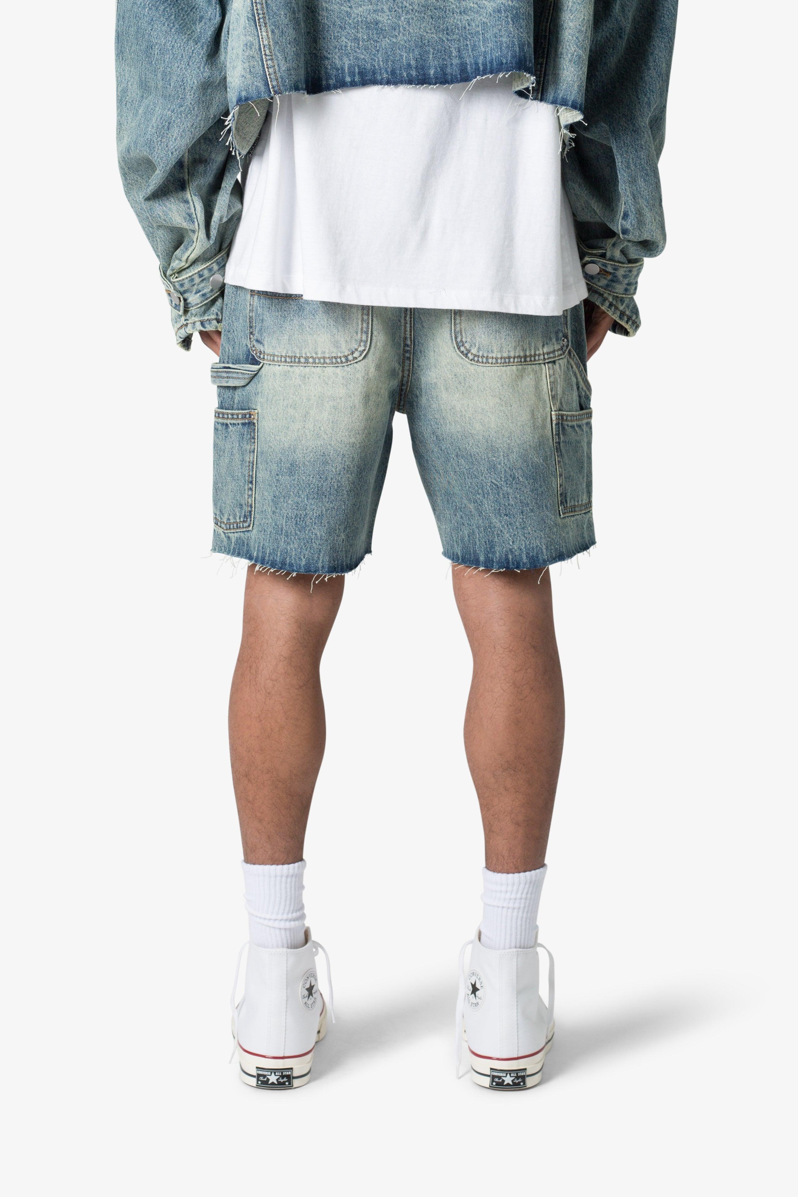 Frayed Denim Shorts - Blue Product Image