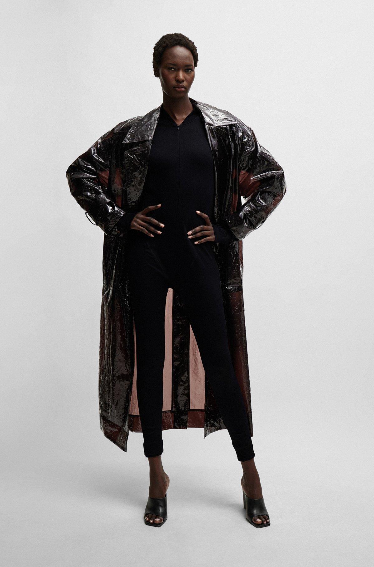 NAOMI x BOSS oversize raincoat with leopard-pattern embossing Product Image