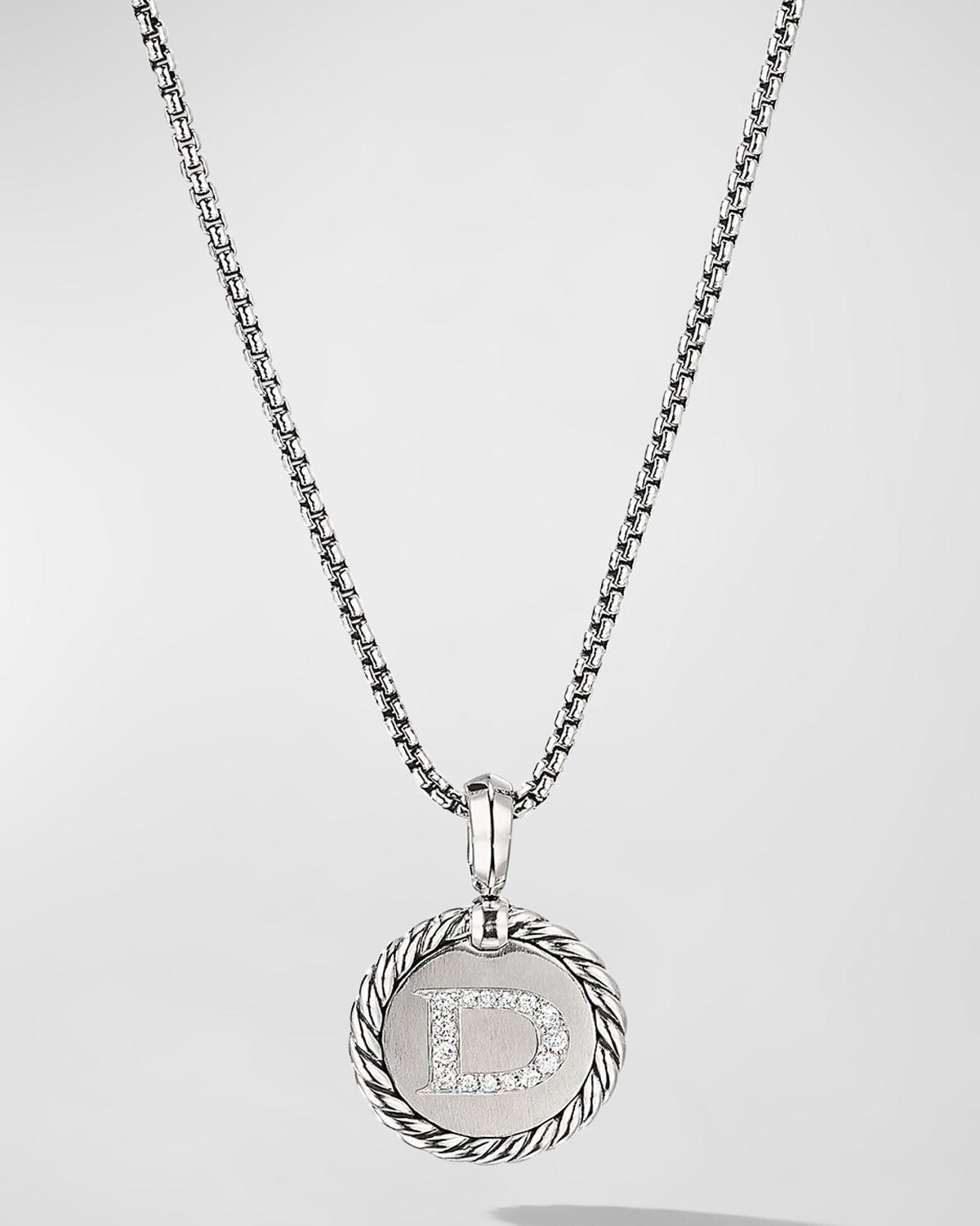 Womens M Initial Charm Necklace in Sterling Silver Product Image