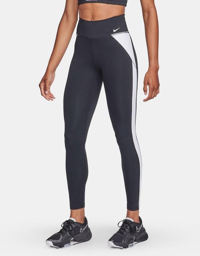 Nike Color Block Sports leggings in black and white Product Image