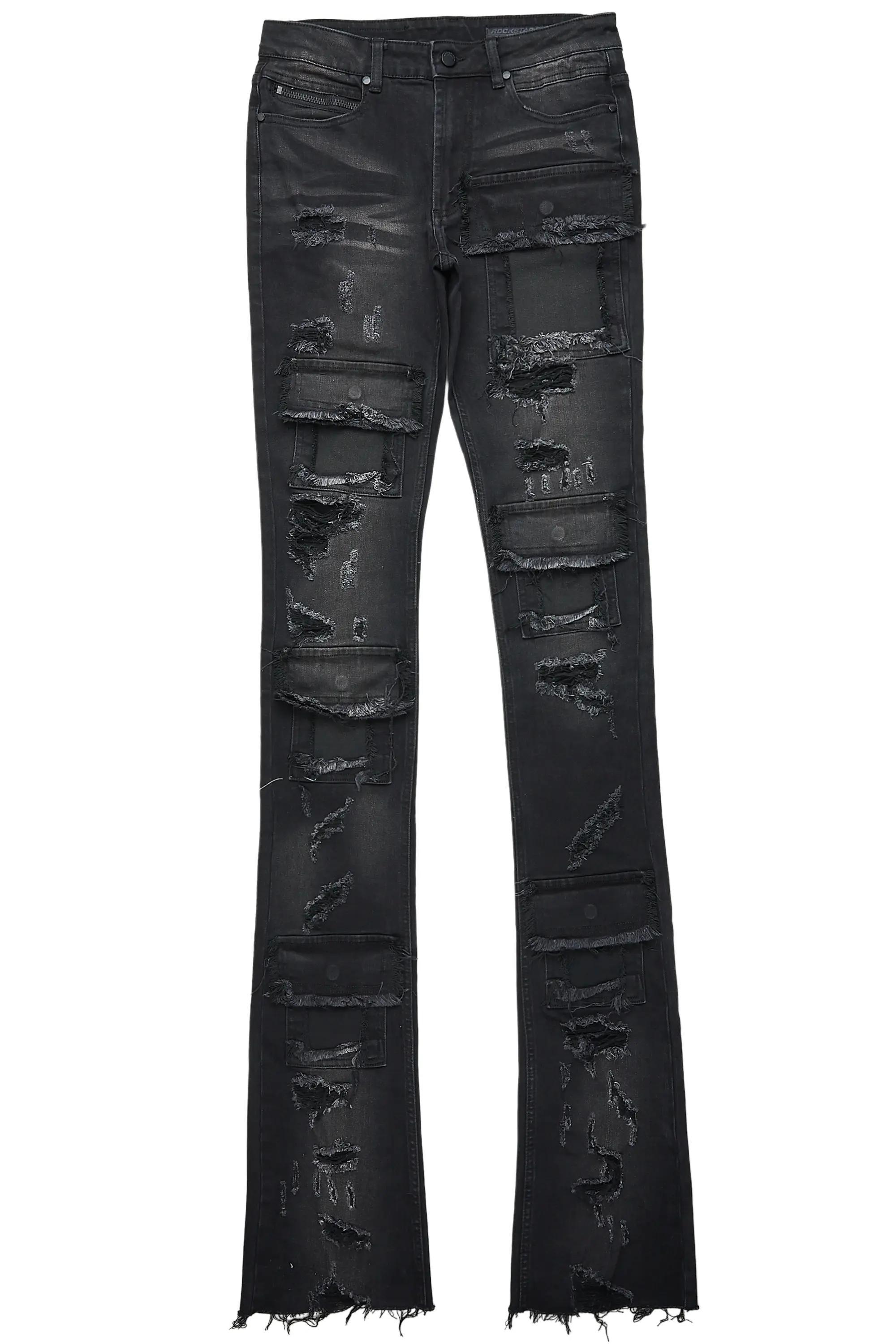 Pooja Black Super Stacked Flare Jean Male Product Image