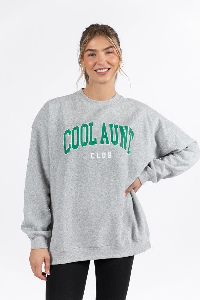 Cool Aunt Club Light Grey Oversized Graphic Sweatshirt Product Image