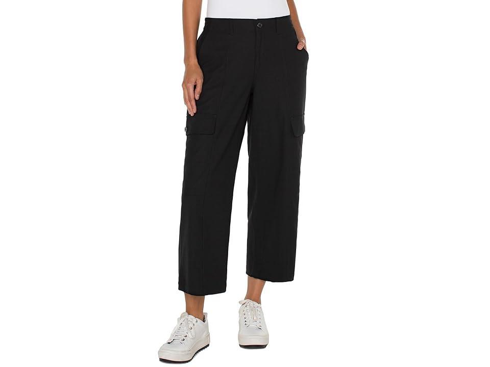 Liverpool Los Angeles Cargo Textured Stretch Woven Hi-Rise Crop Straight Women's Dress Pants Product Image