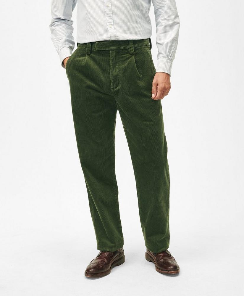 Pleated Wide-Wale Corduroy Pants Product Image