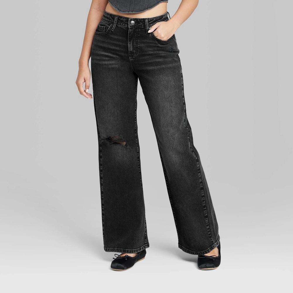 Womens High-Rise Baggy Jeans - Wild Fable Black 00 Product Image