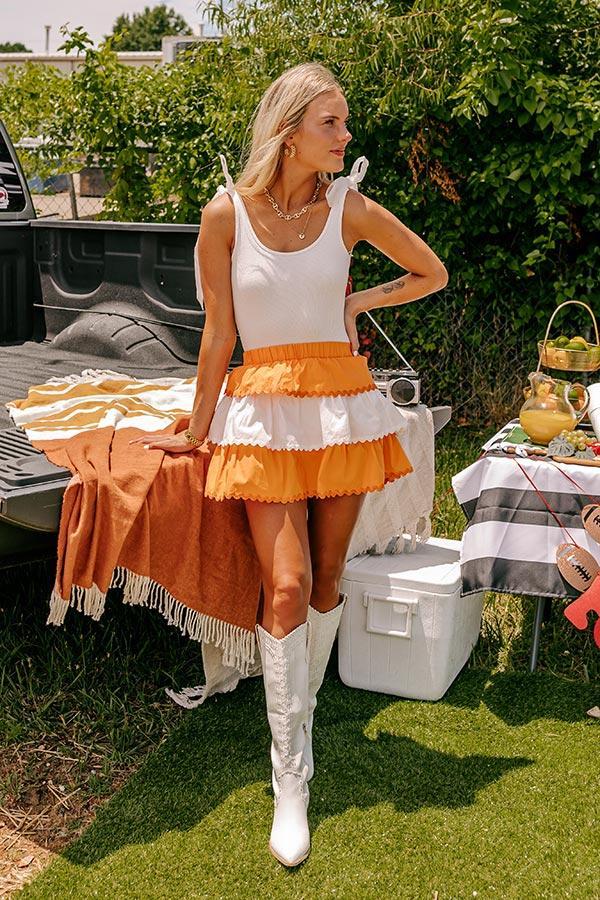 Tailgate Cutie High Waist Tiered Mini Skirt in Orange Product Image