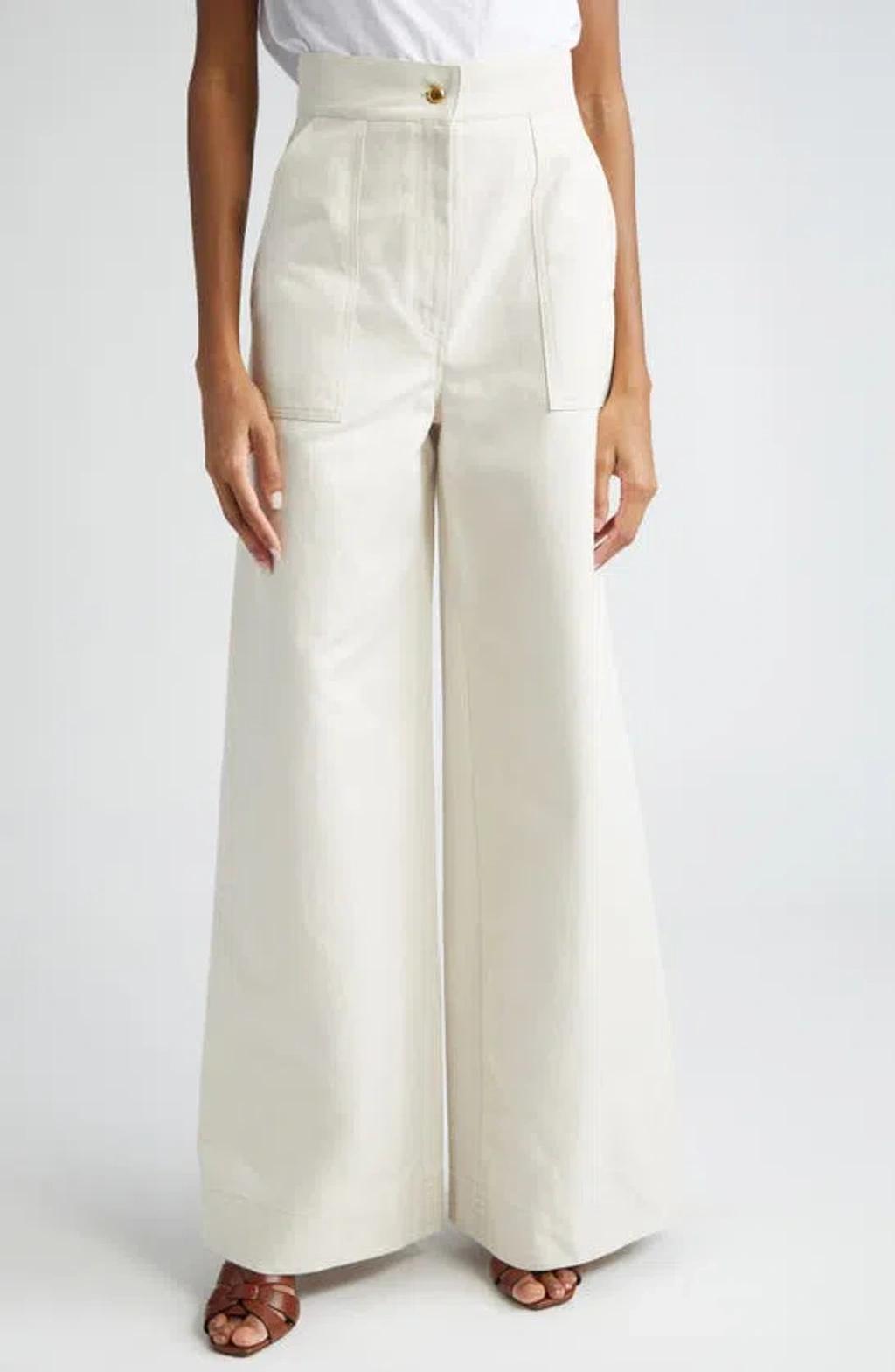 Oboli Wide-leg Pants In White,neutro product image